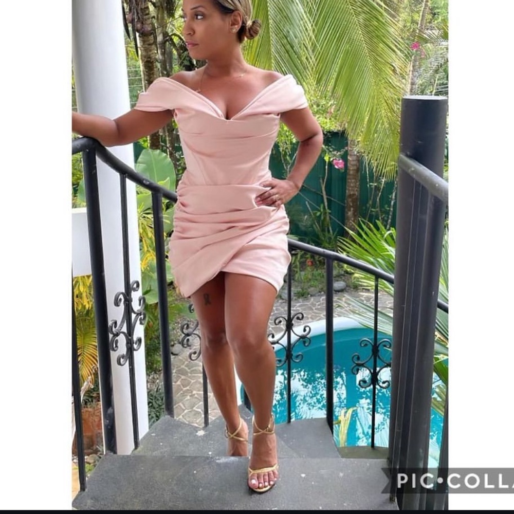 It’s a baby pink dress so cute